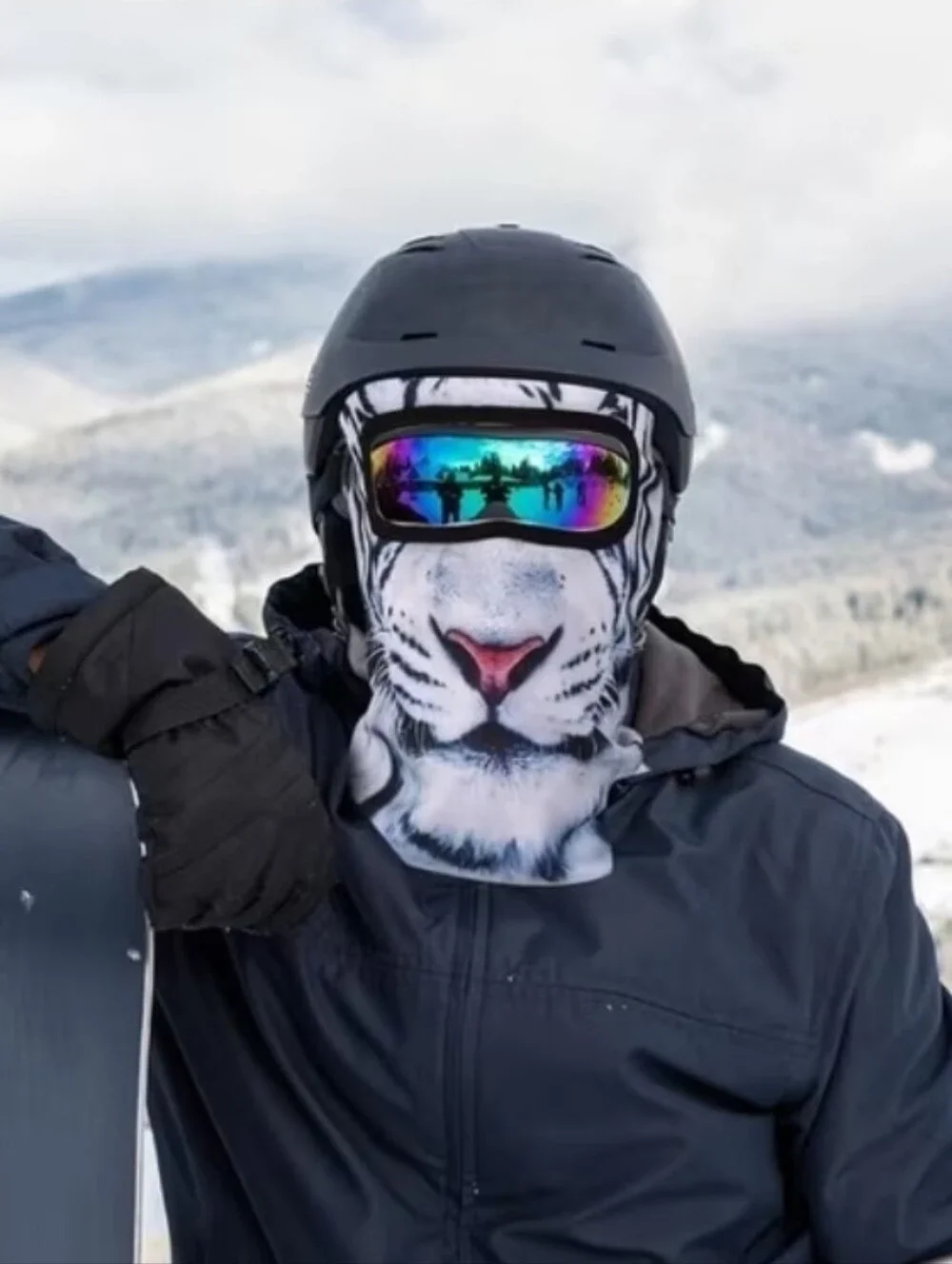 White Tiger Print Full-Face Balaclava Mask NIP!